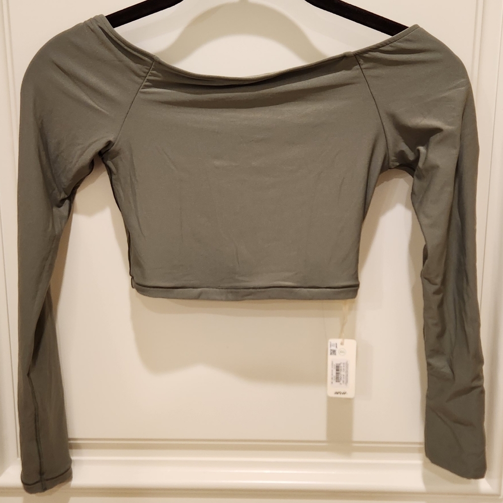Aerie Sage Long Sleeve Crop Top NWT